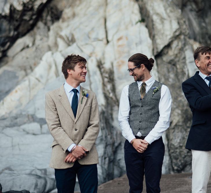 Intimate Beach Elopement In Devon With Bride In Bespoke Dress & Images By Liberty Pearl Photography