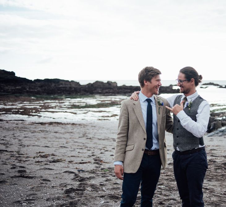 Groom In Pale Tweed For Wedding