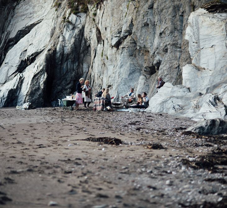 Intimate Beach Elopement In Cornwall With Bride In Bespoke Dress & Images By Liberty Pearl Photography