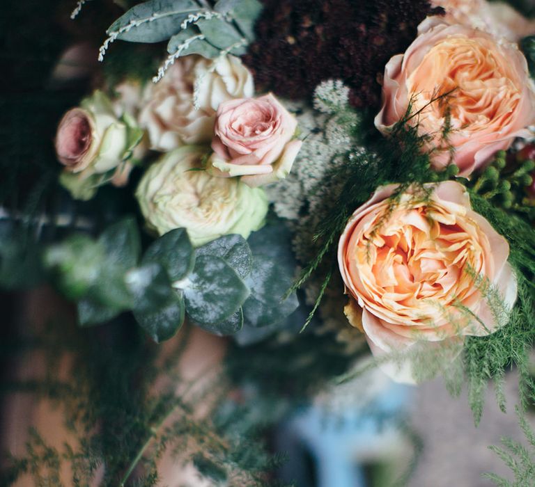 Peach Roses Wedding Flowers