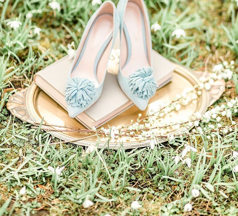 Something Blue Wedding Shoes // Easter & Spring Wedding Inspiration With Seasonal Spring Flowers, Easter Eggs And Bunny Rabbits With Images From Gyan Gurung Photography