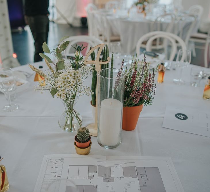 Wedding Decor | Flower Stems & Plant Pot Table Centrepieces