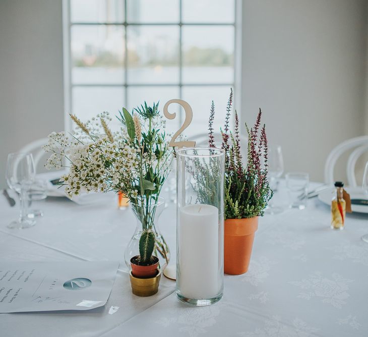 Wedding Decor | Flower Stems & Plant Pot Table Centrepieces