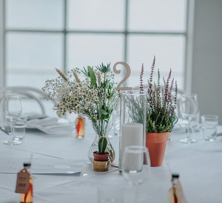 Wedding Decor | Flower Stems & Plant Pot Table Centrepieces