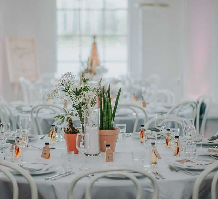 Wedding Decor | Flower Stems & Plant Pot Table Centrepieces