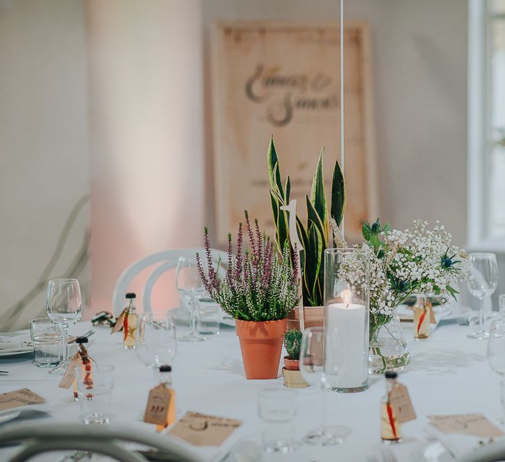 Wedding Decor | Flower Stems & Plant Pot Table Centrepieces