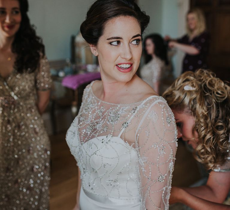 Classic Black Tie Wedding With Bride In Maggie Sottero Embellished Jacket Navy & Gold Colour Palette At Rockbeare Manor With Images By Kate Gray Photography