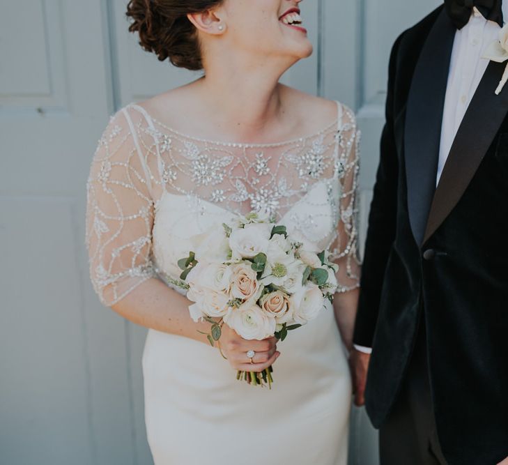 Classic Black Tie Wedding With Bride In Maggie Sottero Embellished Jacket Navy & Gold Colour Palette At Rockbeare Manor With Images By Kate Gray Photography