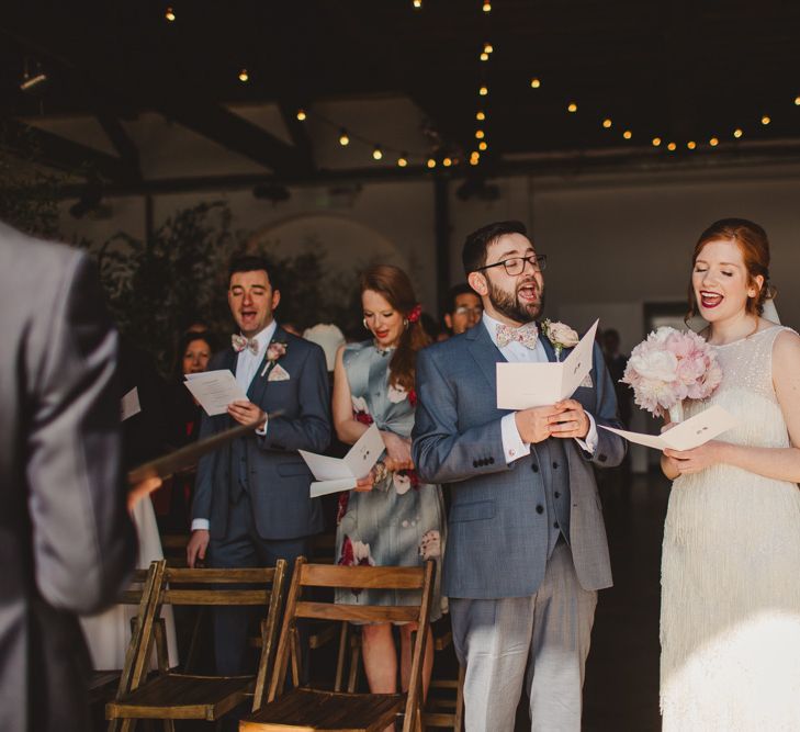 Elegant Wedding Trinity Buoy Wharf Foliage Installation & Festoon Light Decor With Bride In 20s Inspired Gown By Poppy Perspective Images Frances Sales