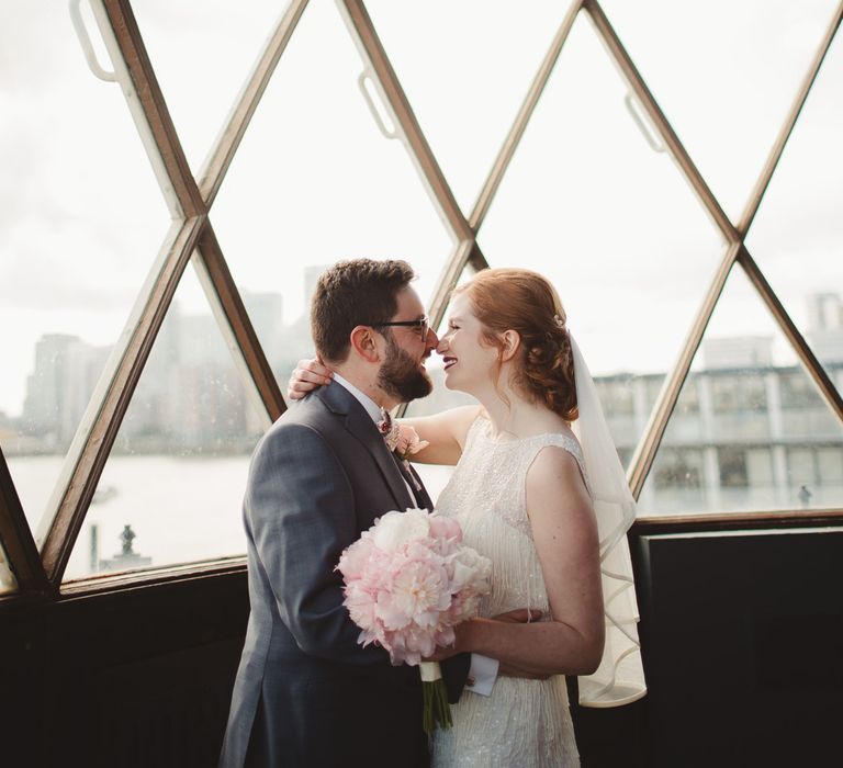 Elegant Wedding Trinity Buoy Wharf Foliage Installation & Festoon Light Decor With Bride In 20s Inspired Gown By Poppy Perspective Images Frances Sales