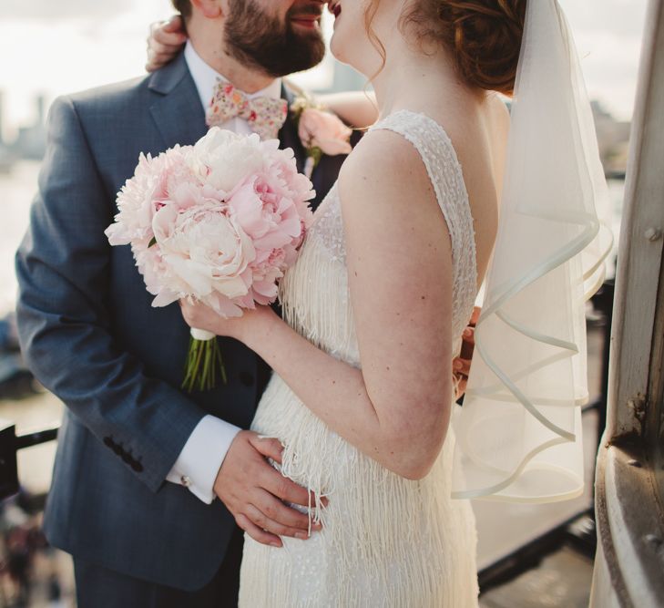 Elegant Wedding Trinity Buoy Wharf Foliage Installation & Festoon Light Decor With Bride In 20s Inspired Gown By Poppy Perspective Images Frances Sales