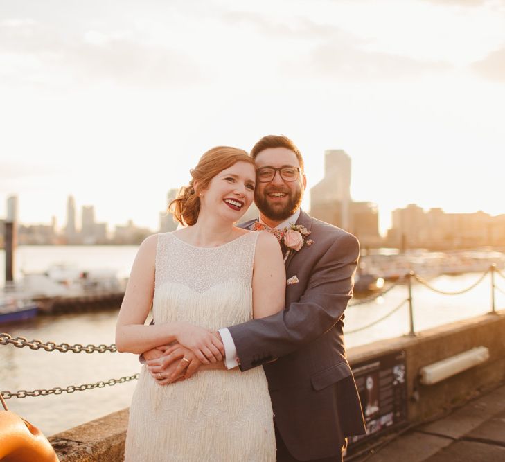 Elegant Wedding Trinity Buoy Wharf Foliage Installation & Festoon Light Decor With Bride In 20s Inspired Gown By Poppy Perspective Images Frances Sales