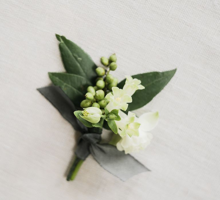 Green & White Buttonhole