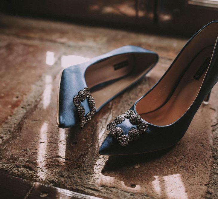 Blue Manolo Blahnik Hangisi Wedding Shoes