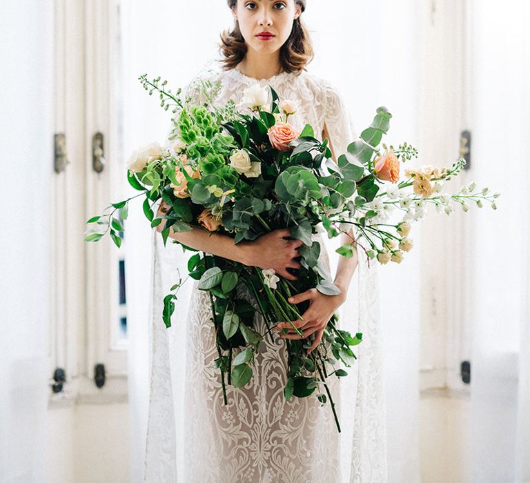 Oversized Wedding Bouquet With Coral & White Tones