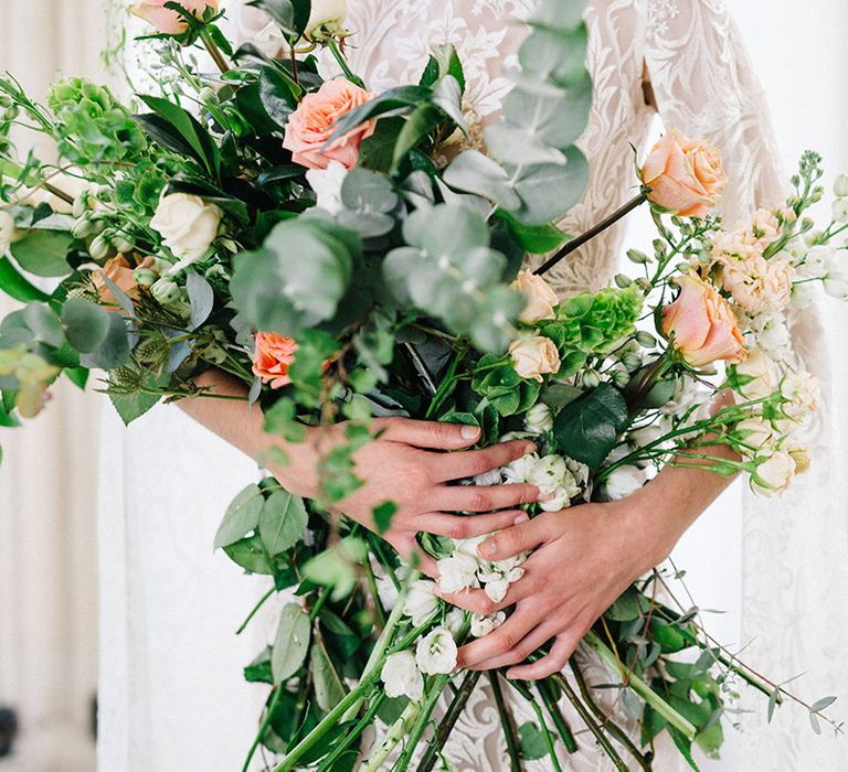 Oversized Wedding Bouquet With Coral & White Tones