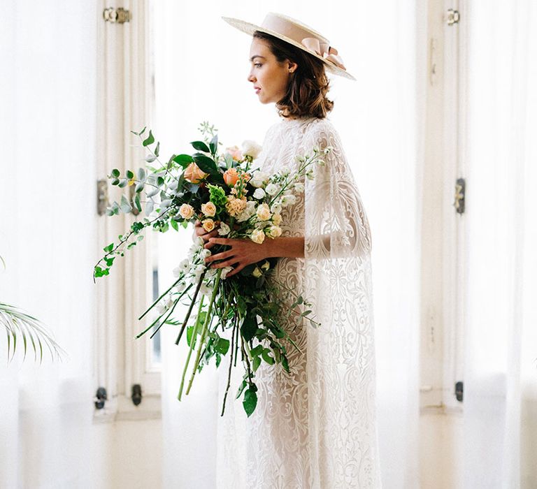 Oversized Wedding Bouquet With Coral & White Tones