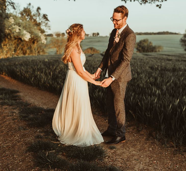 Bride in Catherine Deane Separates | Groom in Reiss Suit | DIY At Home Marquee Reception | Jess Soper Photography