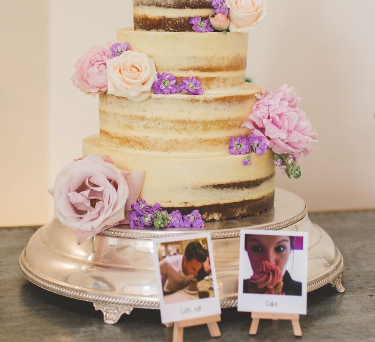 Semi Naked Wedding Cake With Fresh Flowers