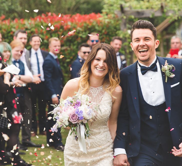 Millbridge Court Wedding Outdoor Ceremony & Pastel Flowers With Bride In Embellished Dress & Bridesmaids In Sequinned Coast Tops Images Kirsty Mackenzie