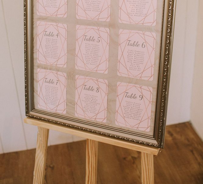 Pink & Gold Table Plan For Wedding