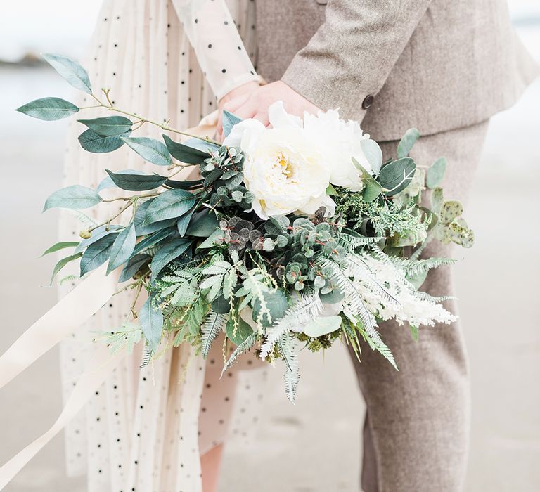 Coastal Elopement Shoot On The Beach With Bride In Polka Dot Dress & Felt Hat With Images By Emma Pilkington Fine Art Wedding Photographer