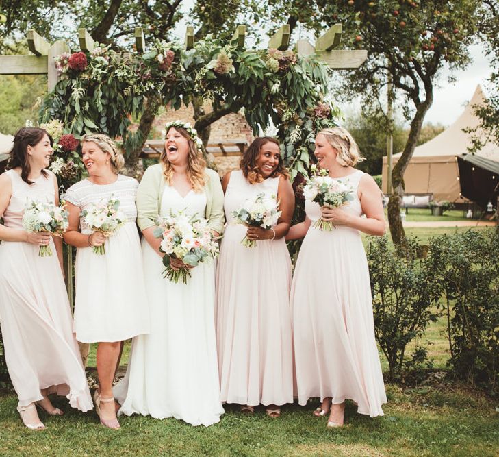 Bridesmaids in Blush Pink Hobbs Dresses | Maryanne Weddings Photography