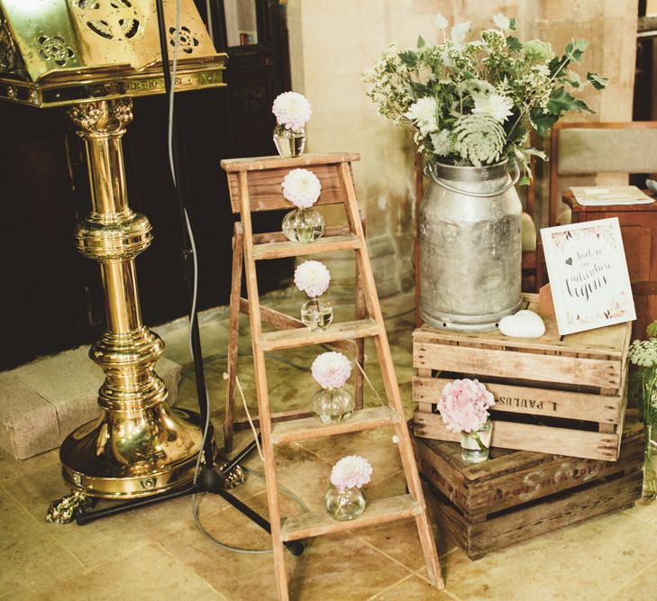 Rustic Crate & Step Ladder Wedding Decor | Maryanne Weddings Photography