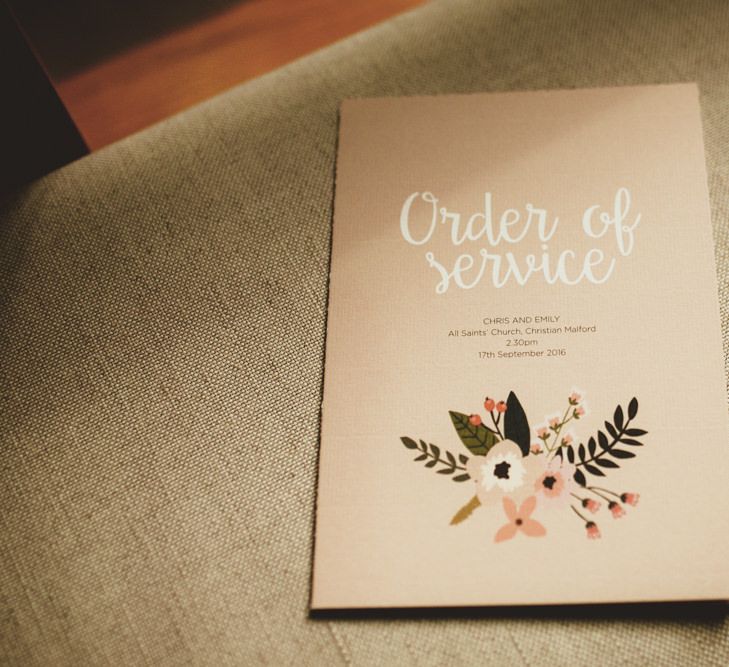 Floral Order of Service Wedding Stationery | Maryanne Weddings Photography