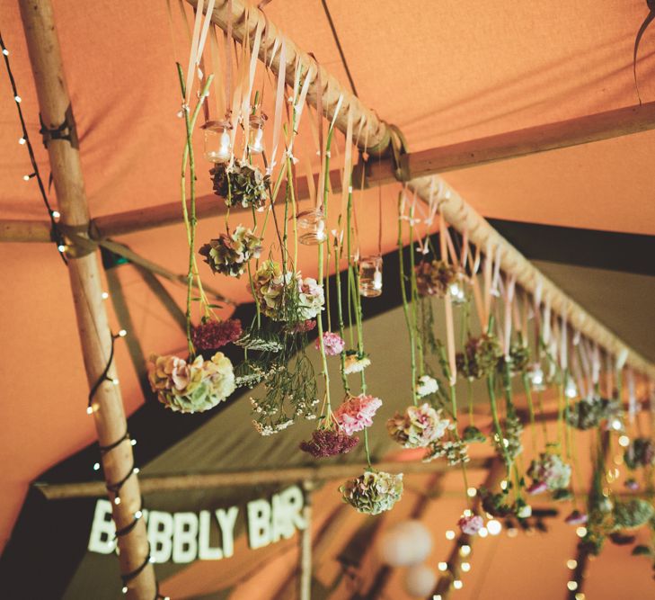 DIY Hanging Flower Stem Wedding Decor | Maryanne Weddings Photography