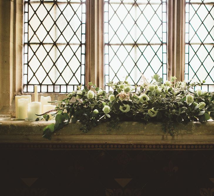 Church Window Ledge Floral Arrangement | Maryanne Weddings Photography