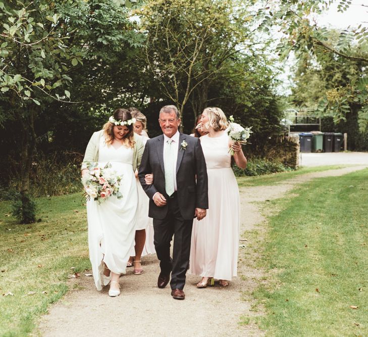 Bride in Something Old Something New Bridal Gown | Bridesmaids in Pink Hobbs Dresses | Maryanne Weddings Photography