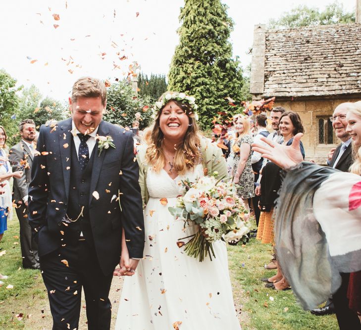 Confetti Moment | Bride in Something Old Something New Bridal Gown | Groom in Marks and Spencer Suit | Maryanne Weddings Photography