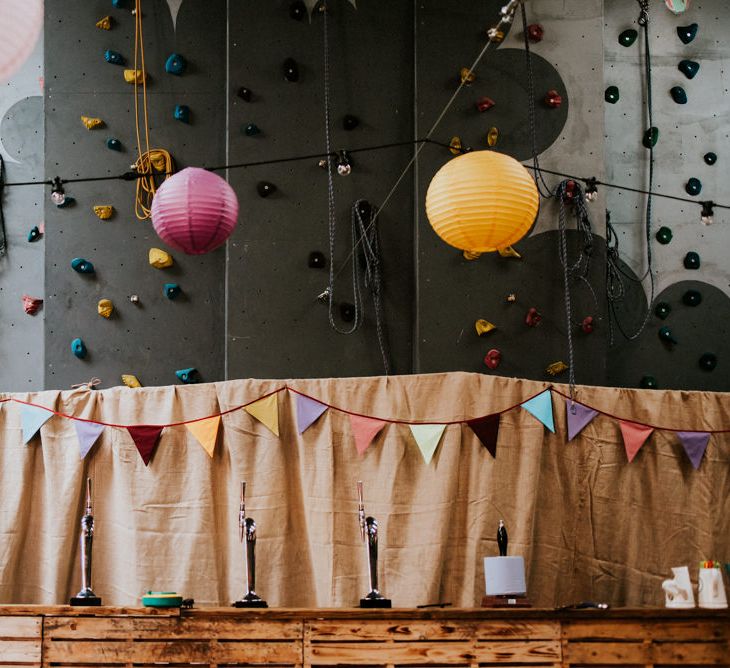 Bright Hanging Paper Lanterns & Bunting Wedding Decor | Colourful Outdoor Wedding at Lineham Farm in Leeds | Shutter Go Click Photography