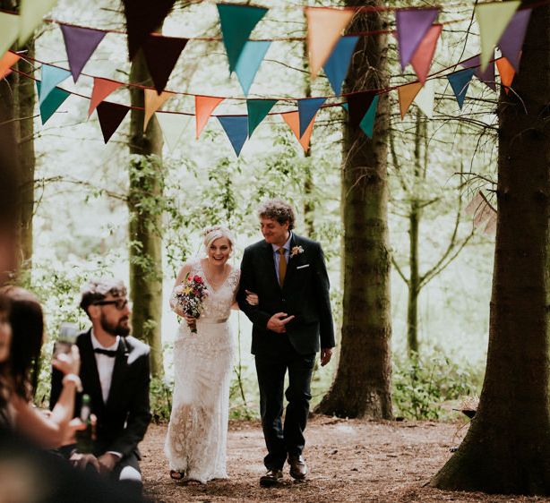 Bridal Entrance in Catherine Deane Dress | Colourful Outdoor Wedding at Lineham Farm in Leeds | Shutter Go Click Photography