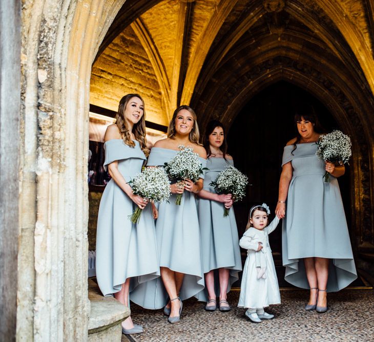 Bridesmaids in Grey ASOS High Low Bardot Dresses | Michelle Wood Photography