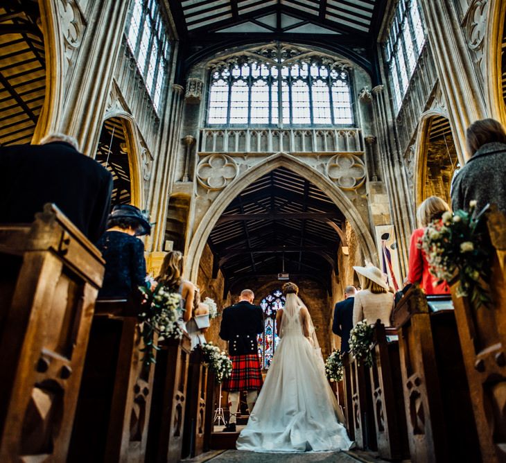 Wedding Ceremony | Bride in Pronovias Tami Wedding Dress | Groom in Blue Moss Bros Suit | Michelle Wood Photography