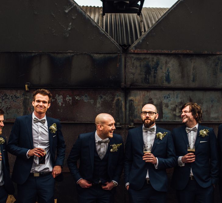 Groomsmen in Blue Moss Bros Suit | Michelle Wood Photography