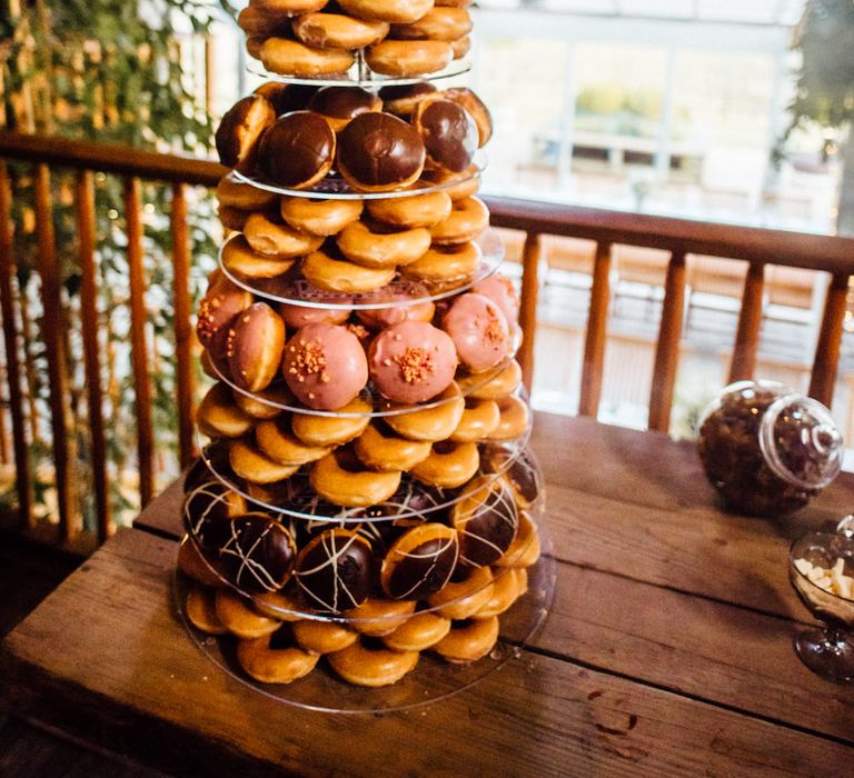 Krispy Kreme Doughnut Tower Wedding Cake | Michelle Wood Photography