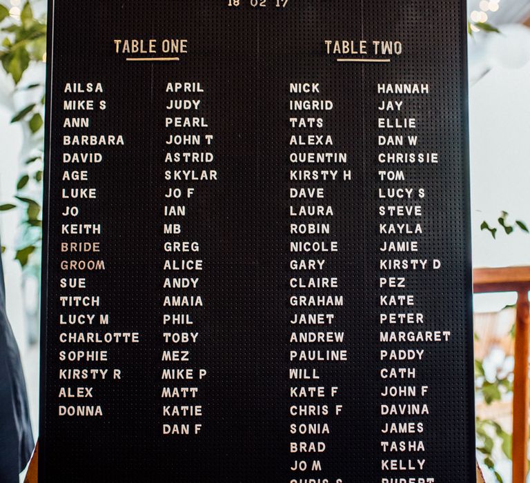 Barber Board Table Plan | Peg Board Seating Chart | Michelle Wood Photography