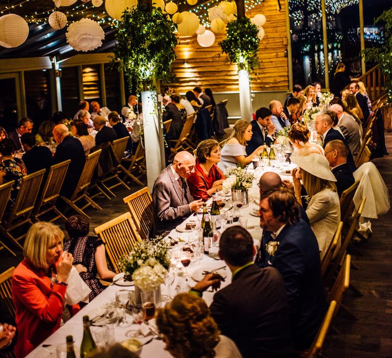 Tin Can & Floral Centrepieces | Wedding Decor | Industrial Wedding at Cripps Stone Barn with White & Greenery Flowers | Michelle Wood Photography