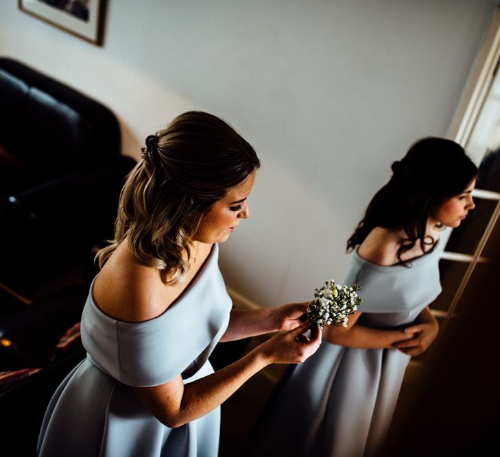 Bridesmaids in Grey ASOS High Low Bardot Dresses | Michelle Wood Photography