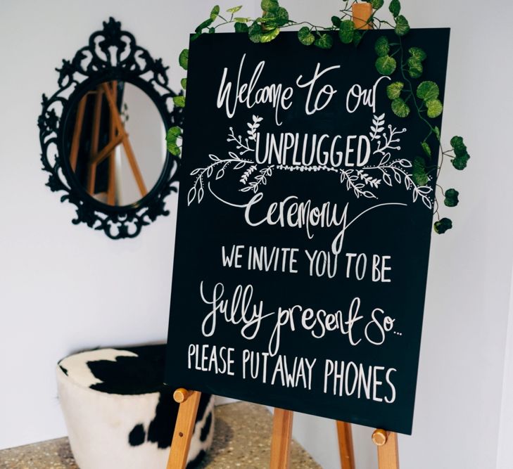 Chalkboard Unplugged Wedding Ceremony Sign | Dale Weeks Photography