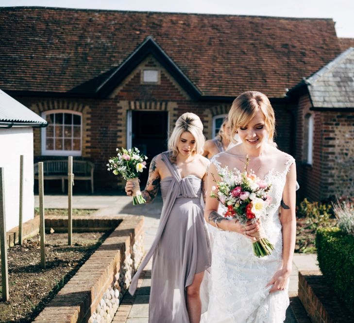 Bride in Lace Illusion Neck Wedding Dress | Dale Weeks Photography