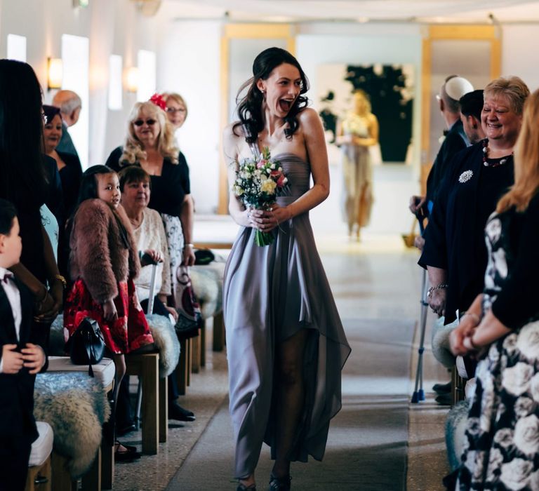 Bridesmaid in Grey ASOS DressGroom at the Altar | Dale Weeks Photography