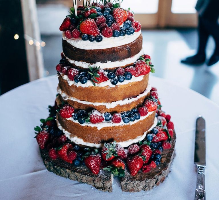 Naked Victoria Sponge Wedding Cake | Dale Weeks Photography