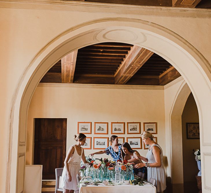 Destination Wedding Italy At Villa Catignano With Bride In Yolan Cris With Bridesmaids In Embellished Floral Gowns & Images Will Patrick Weddings