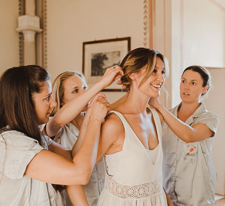 Destination Wedding Italy At Villa Catignano With Bride In Yolan Cris With Bridesmaids In Embellished Floral Gowns & Images Will Patrick Weddings