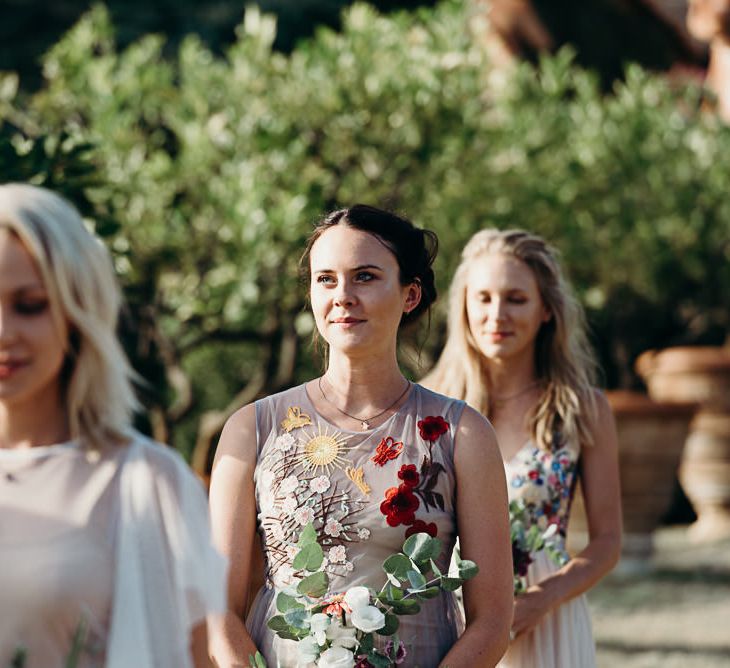 Destination Wedding Italy At Villa Catignano With Bride In Yolan Cris With Bridesmaids In Embellished Floral Gowns & Images Will Patrick Weddings