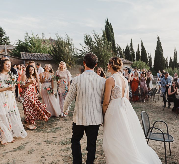 Destination Wedding Italy At Villa Catignano With Bride In Yolan Cris With Bridesmaids In Embellished Floral Gowns & Images Will Patrick Weddings